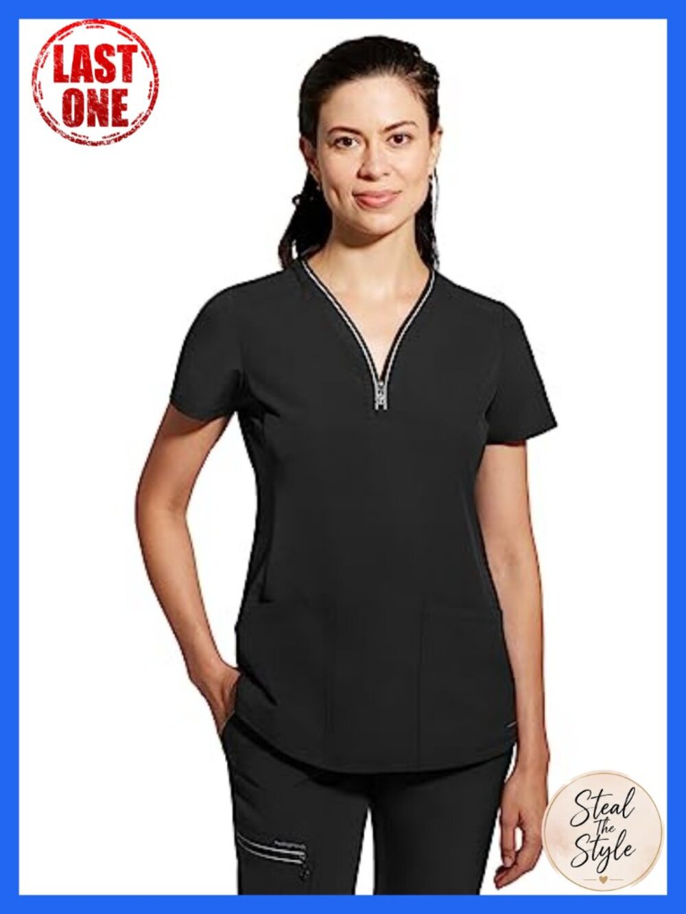 Women's Scrub Top V-Neck Slim Fit 3 Pockets Recycled Polyester